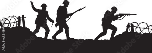 WWI trench silhouette vector