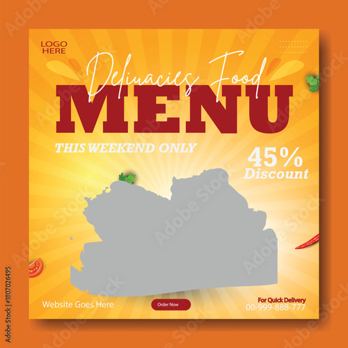 Delicious food menu for restaurant promotion with fried chicken and fresh salad