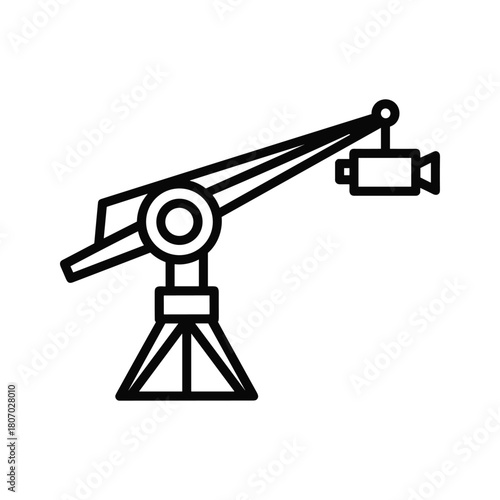 Camera crane icon for film production and movie making