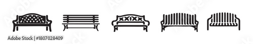 Vector Illustration of Various Park Benches