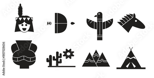 indian american icons vector 