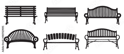 Vector Illustration of Different Park Benches