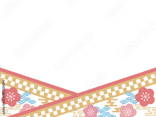 レトロポップな着物風のフレーム　横位置