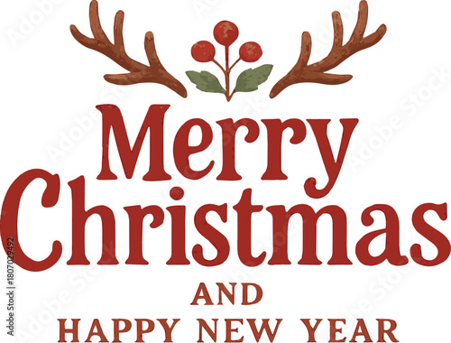 Merry Christmas and Happy New Year with Antlers