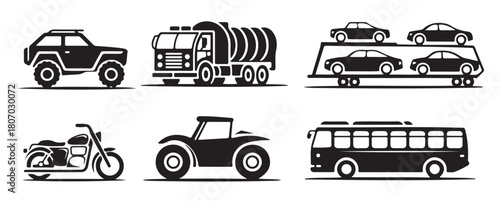 Vector Illustration of Various Transportation Vehicles