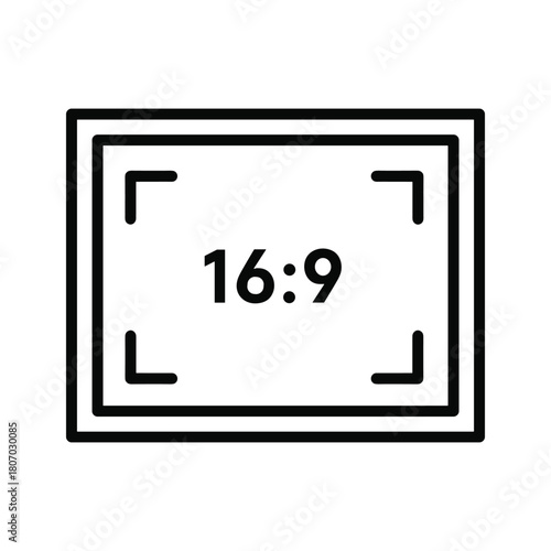 169 aspect ratio frame icon for video production isolated on