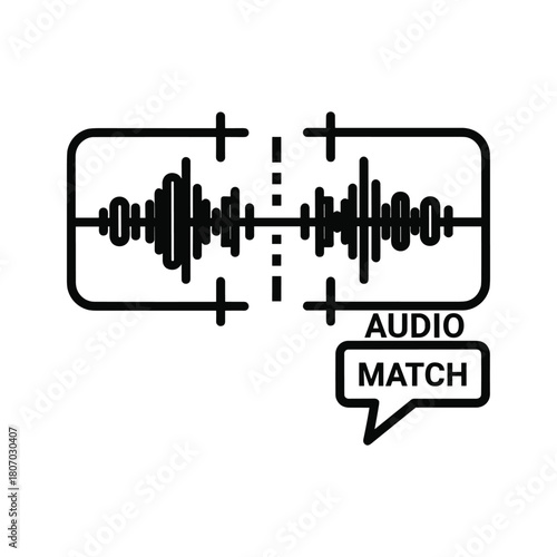 Audio match concept with sound wave and speech bubble icon
