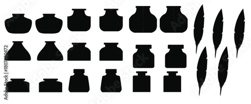 ink pot flat icon vector set 