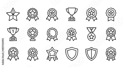 Achievement and Recognition Icon Set for Success and Motivation