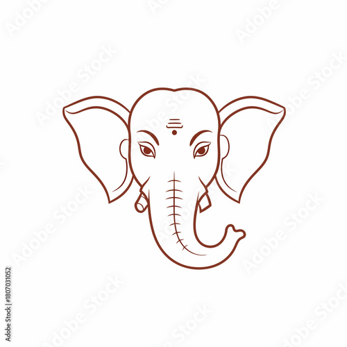 A stylized, minimalist illustration of the Hindu deity Ganesha's elephant head, facing forward.