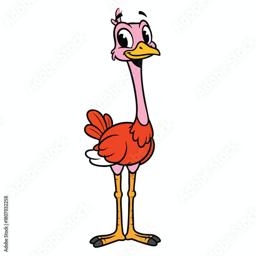 Cartoon ostrich standing tall