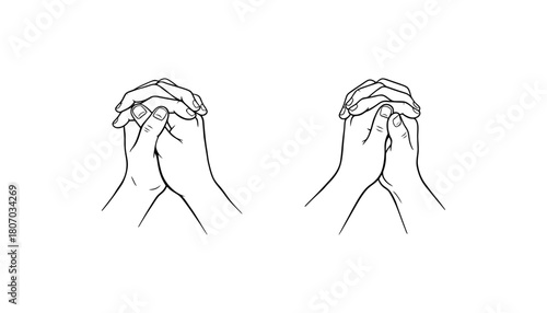 Thanksgiving Prayer Hands Line Art Vector. Thanksgiving Prayer Hands Vector : Hope, Faith, and Religious Devotion Line Art. Praying Hands Icon.