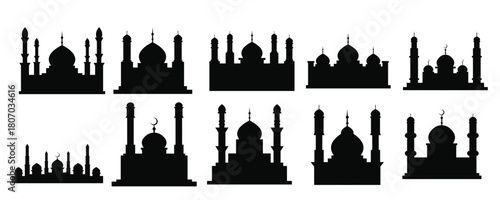 Islamic Mosque Landscape Illustration Set
