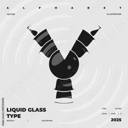 Refraction and Distortion letter. Glass Effect minimal illustration. Abstract sign, symbol for promotional poster, music poster, sale banner, brochure or logo for your brand.