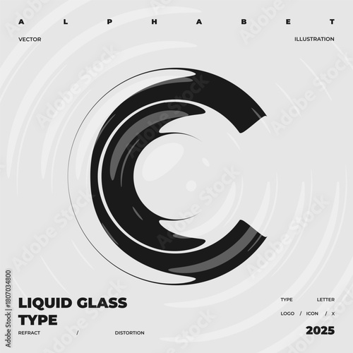 Refraction and Distortion letter. Glass Effect minimal illustration. Abstract sign, symbol for promotional poster, music poster, sale banner, brochure or logo for your brand.