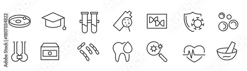 Laboratory and test line icon set laboratory scientist