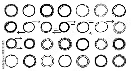 Hand-drawn Circle Elements with Arrows Versatile Design Assets for Digital and Print Projects