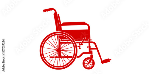 Simple black and white illustration of a standard wheelchair profile
