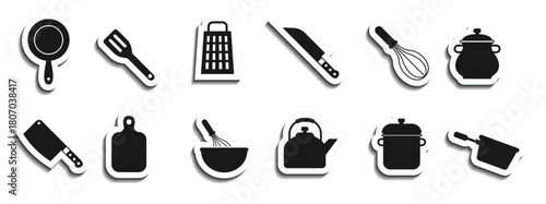 kitchen utensils icons vector