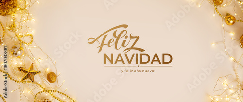 Feliz Navidad spanish Merry Christmas Modern calligraphy lettering on sticker for season greetings. Greeting card, frame, and banner. Holidays design.