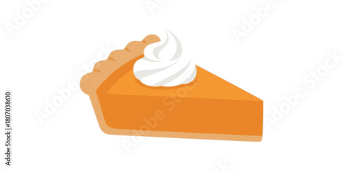 Pies Vector Illustration.Thanksgiving and Holiday Pumpkin Pie. Happy Thanksgiving Day traditional pumpkin pie with whipped cream on the top Web site page and mobile app design vector element 