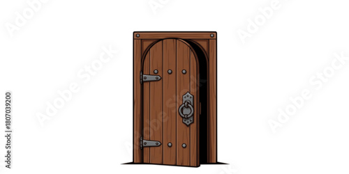 Medieval door vector cartoon icon. Vector illustration castle doors on white background.
