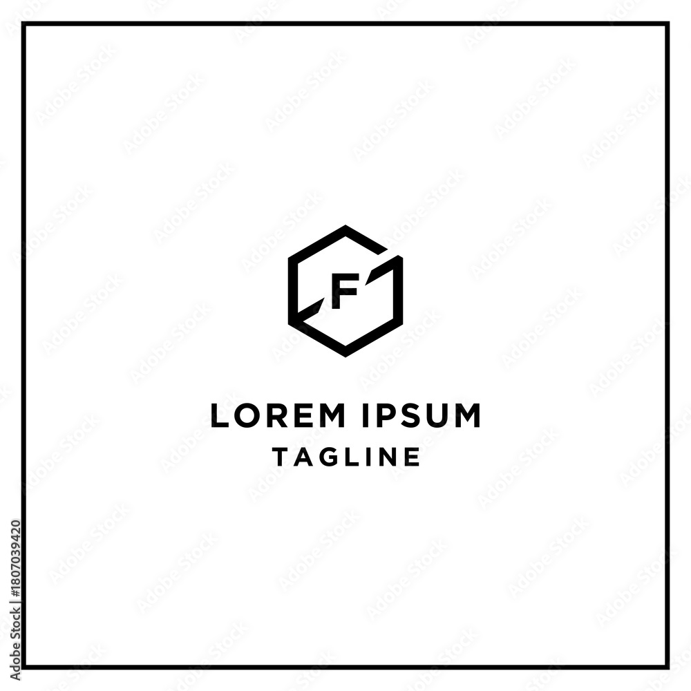 Obraz premium gf or fg hexagon logo