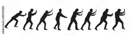 man pushing silhouettes vector 