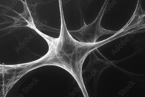 Fototapeta Naklejka Na Ścianę i Meble -  Neural Flow Architecture with Bright Neon Lines