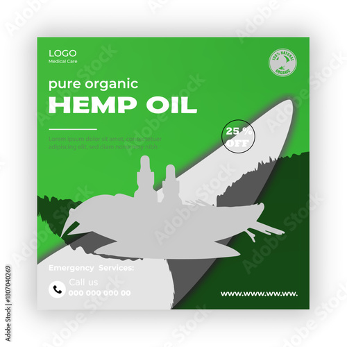 Hemp oil medicine promotion for flor vitae massage oil template