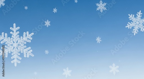 Gentle winter snowfall background with delicate crystal snowflakes falling serene