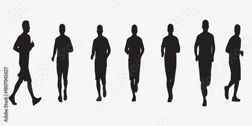Bundle collection set design silhouettes of people running isolated on