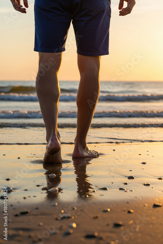 Wallpaper Mural Person's Legs on Beach at Sunset Torontodigital.ca