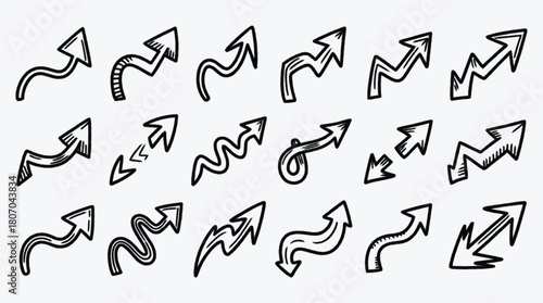 Hand drawn arrow set creative concept for infographic and presentations