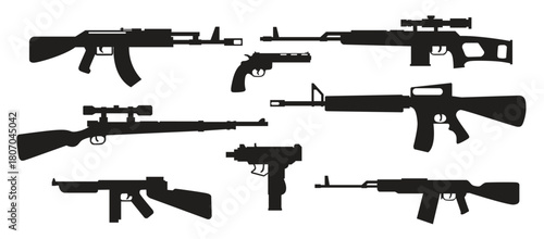 military weapons silhouette vector