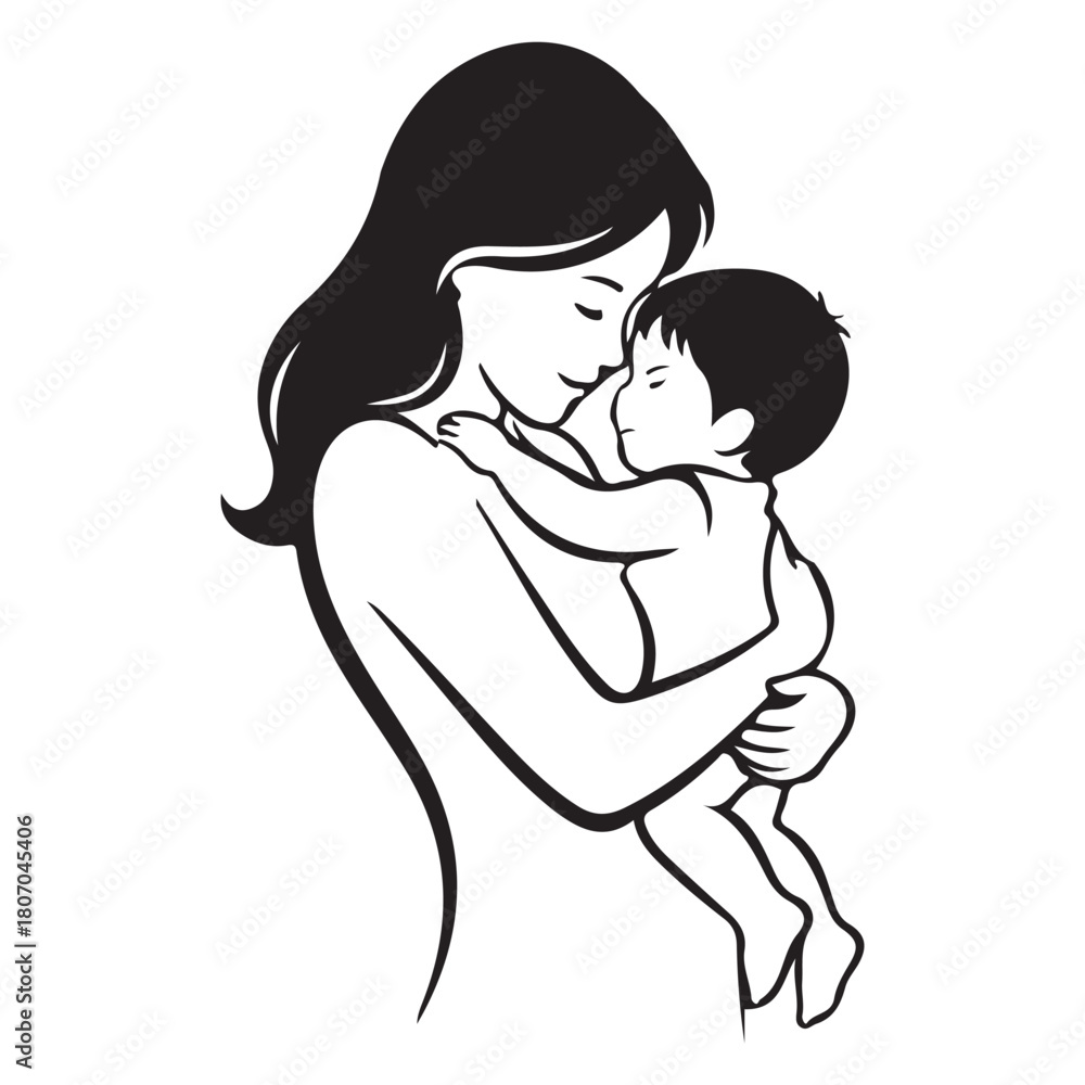 Obraz premium Bundle collection set design mother holding her baby isolated on