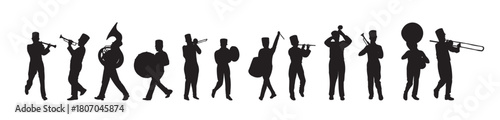 marching band silhouettes vector