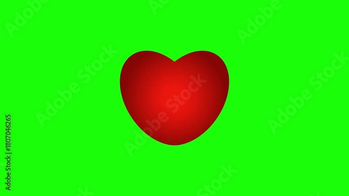 A smooth looping 4K animation of a red heart beating with a rhythmic pulse effect, displayed on a green screen background. Ideal for medical, health, love, and Valentine’s themed video projects.