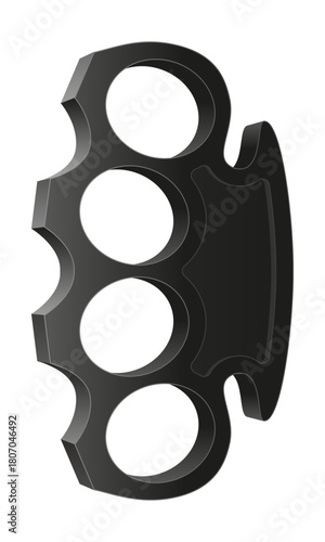 metal brass knuckles, a melee weapon used for close combat, fights, and robberies vector illustration isolated on white background