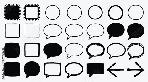 Hand Drawn Shapes and Icons Set for Design and Illustration