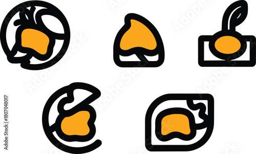 chicken nuggets icon set silhouette style minimal vector art illustration on a white background


