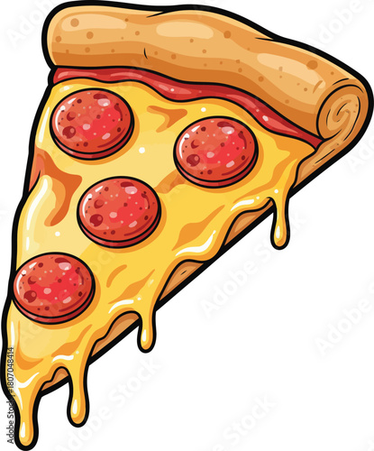 Pizza slice vector illustration, pepperoni pizza slice vector, pizza slice icon vector illustration