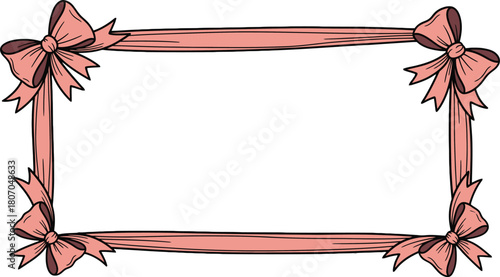 Elegant ribbon frame with bows for delicate designs and festive greetings