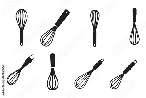 minimalist black and white whisks for kitchen utensil projects