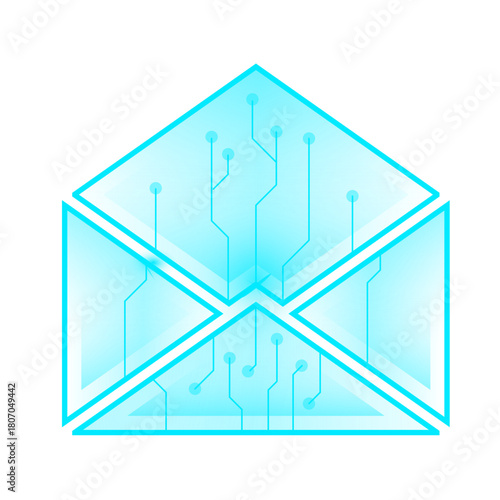 Minimalist cyan open envelope illustration