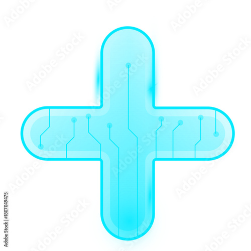 Cyan Cross Graphic on Black Background
