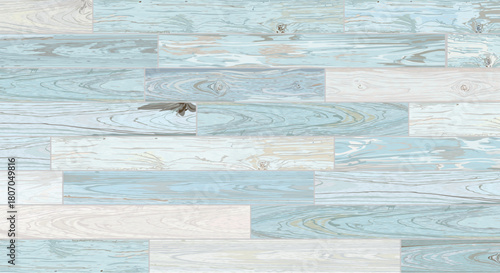 Mixed cut timber panels turquoise blue colores distressed weathered graphic illustration. Wooden texture pattern tropical style.
