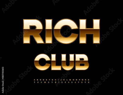 Vector Elite icon Rich Club. Classy Golden Font. Luxury Alphabet Letters and Numbers set
