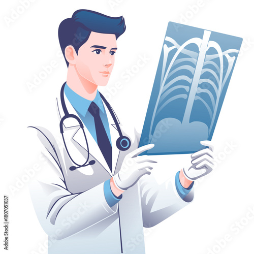 Professional Doctor Examining X-ray Film Healthcare Diagnosis