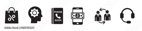 Modern Communication and Business Icons Set